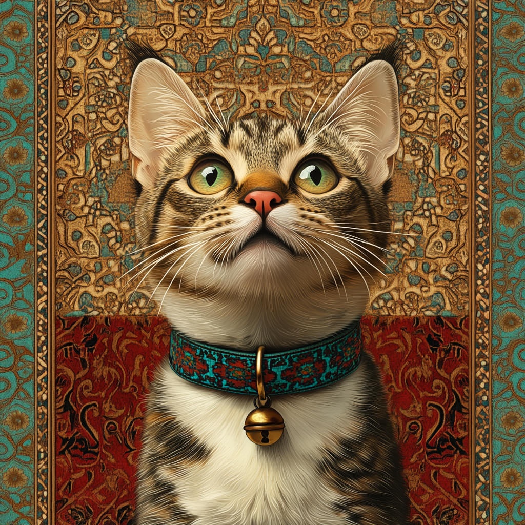 Moroccan-inspired Cat Collar Ad in Traditional Colors.