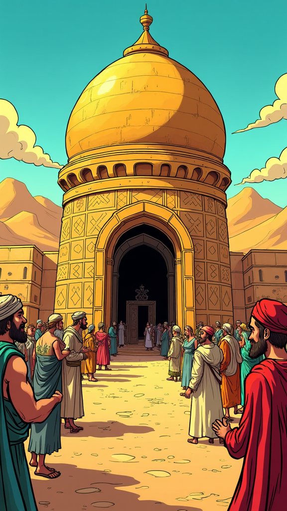 Moses and Israelites in Desert Comic Illustration