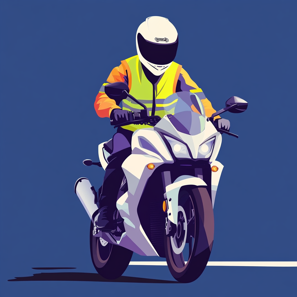 Motorcyclist in Yellow Vest Riding on Asphalt Road