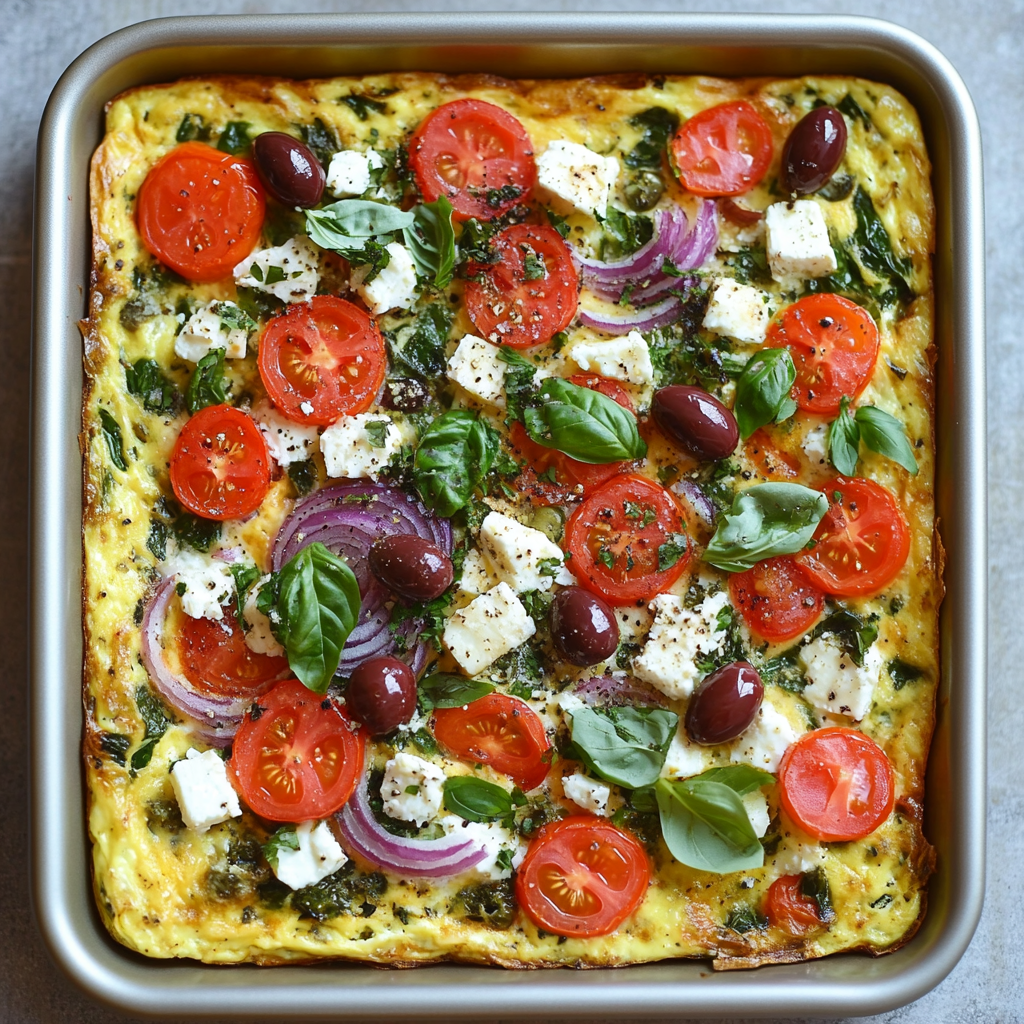 Mouthwatering Sheet Pan Mediterranean Frittata with perfect balance.