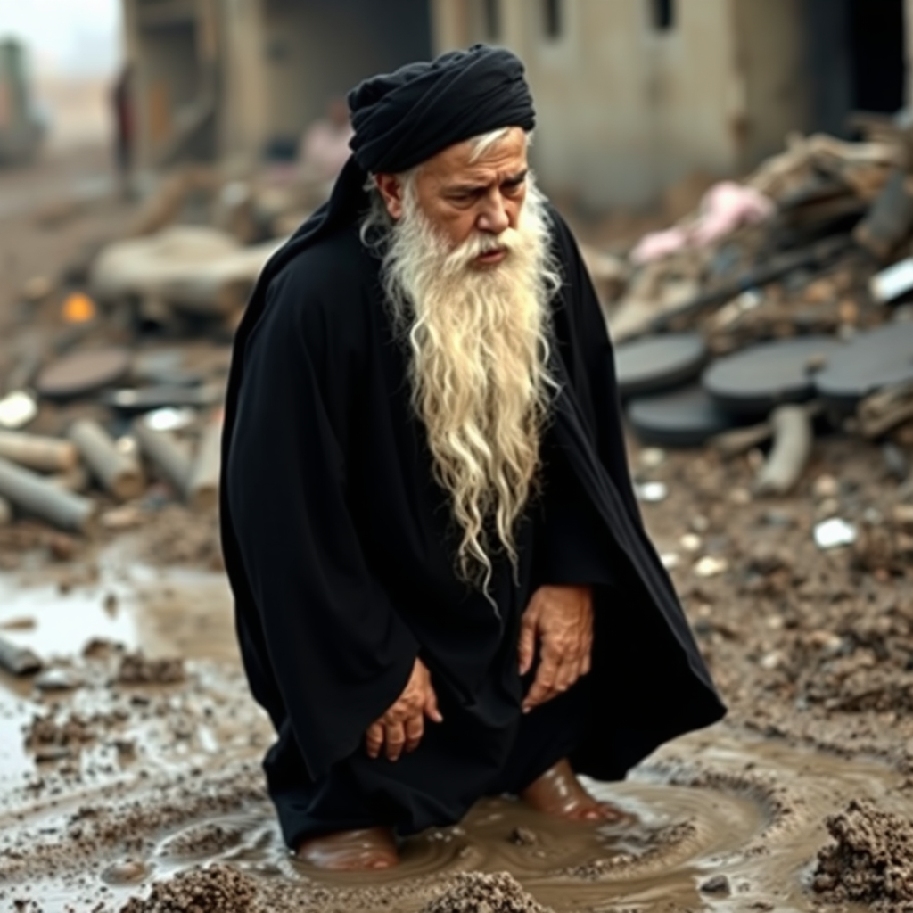 Mullah Shia Knee-deep in Mud After Bomb