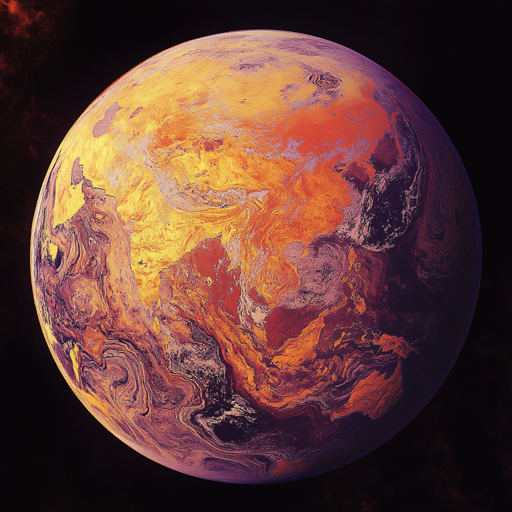 Multicolored Continents on Orange New Planet