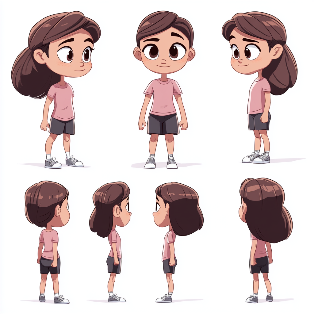 Mum in different poses, cartoon style, small body.