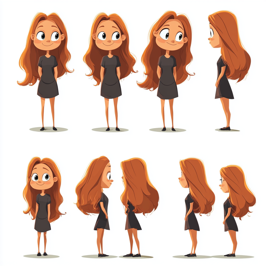 Mum with long hair in The Powerpuff Girls-style poses.