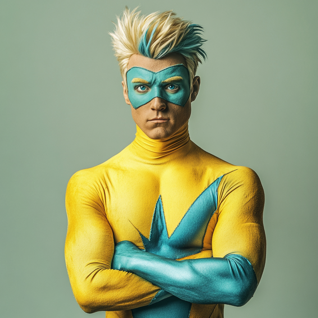 Muppet-style blonde and blue Aqua-Man puppet character.