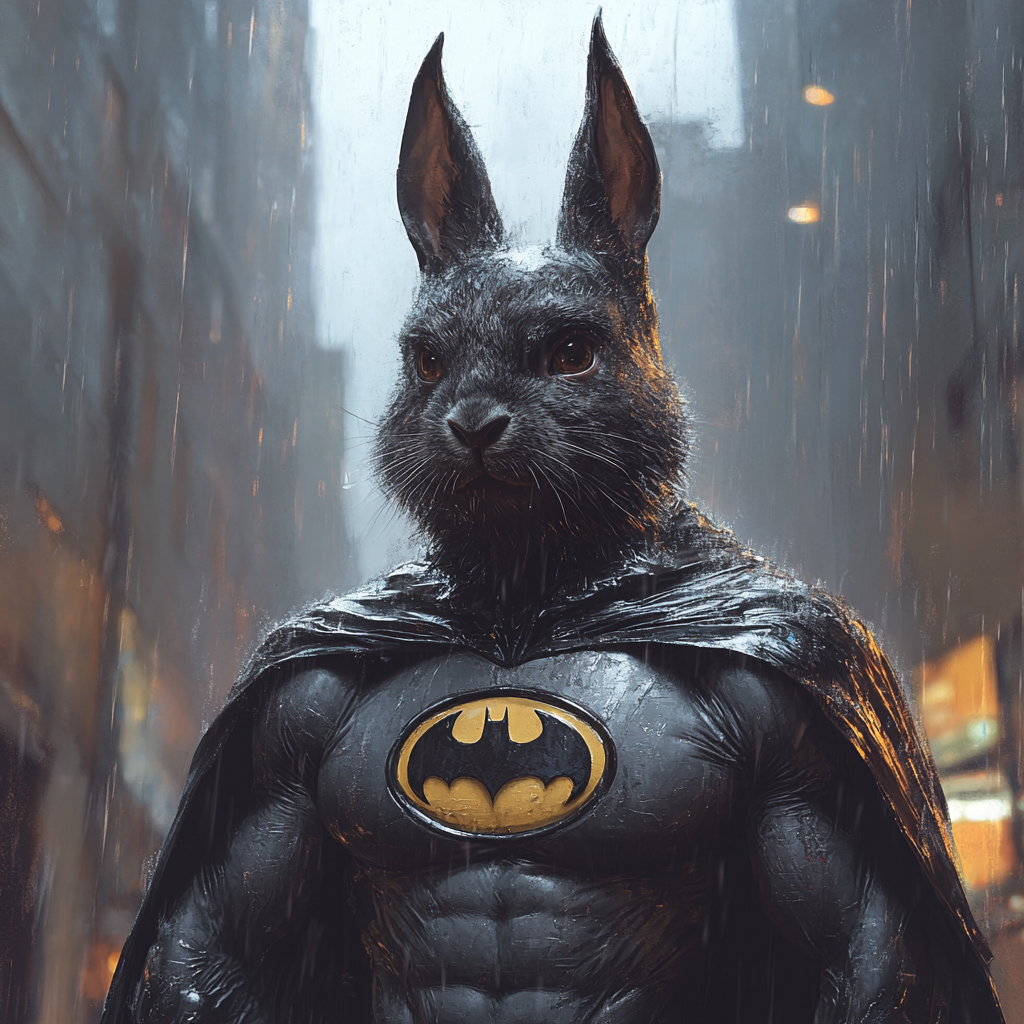 Mutant Rabbit Batman in Gotham City