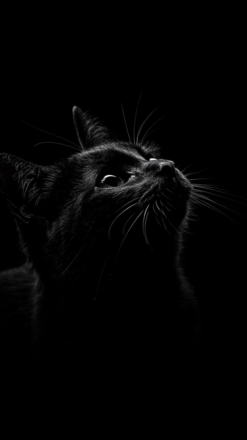 Mysterious Cat in Dark Room