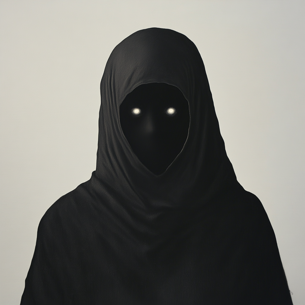 Mysterious Hooded Figure with Glowing Eyes