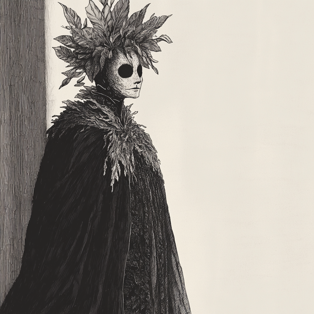 Mysterious Puppet Figure in Edward Gorey's Style