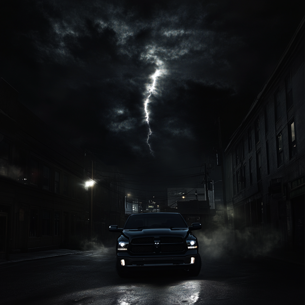 Mysterious Ram 1500 Car on a Spooky Night