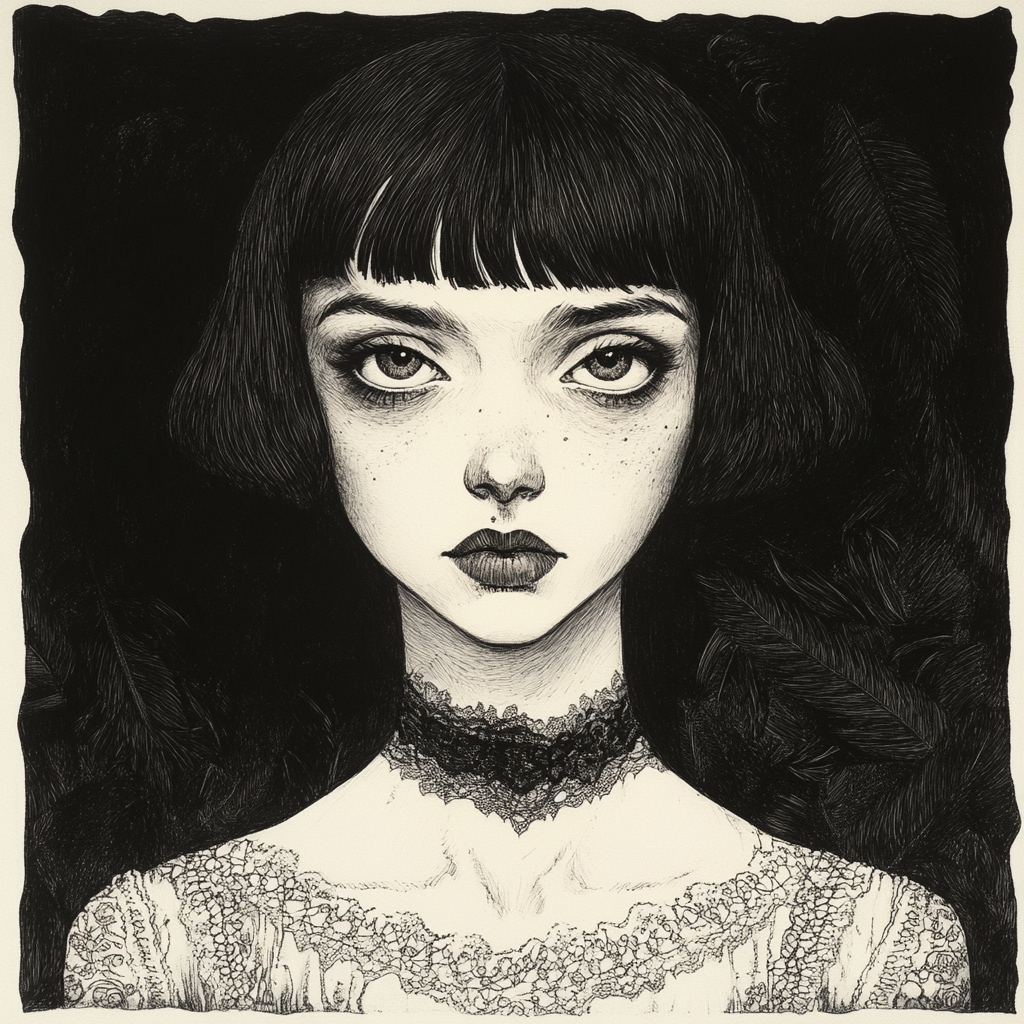 Mysterious Woman: Gorey Inspired Portrait