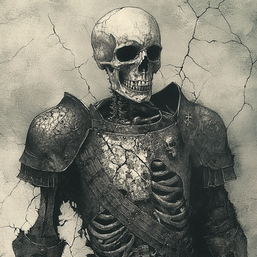 Mysterious armored skeleton in Gothic style