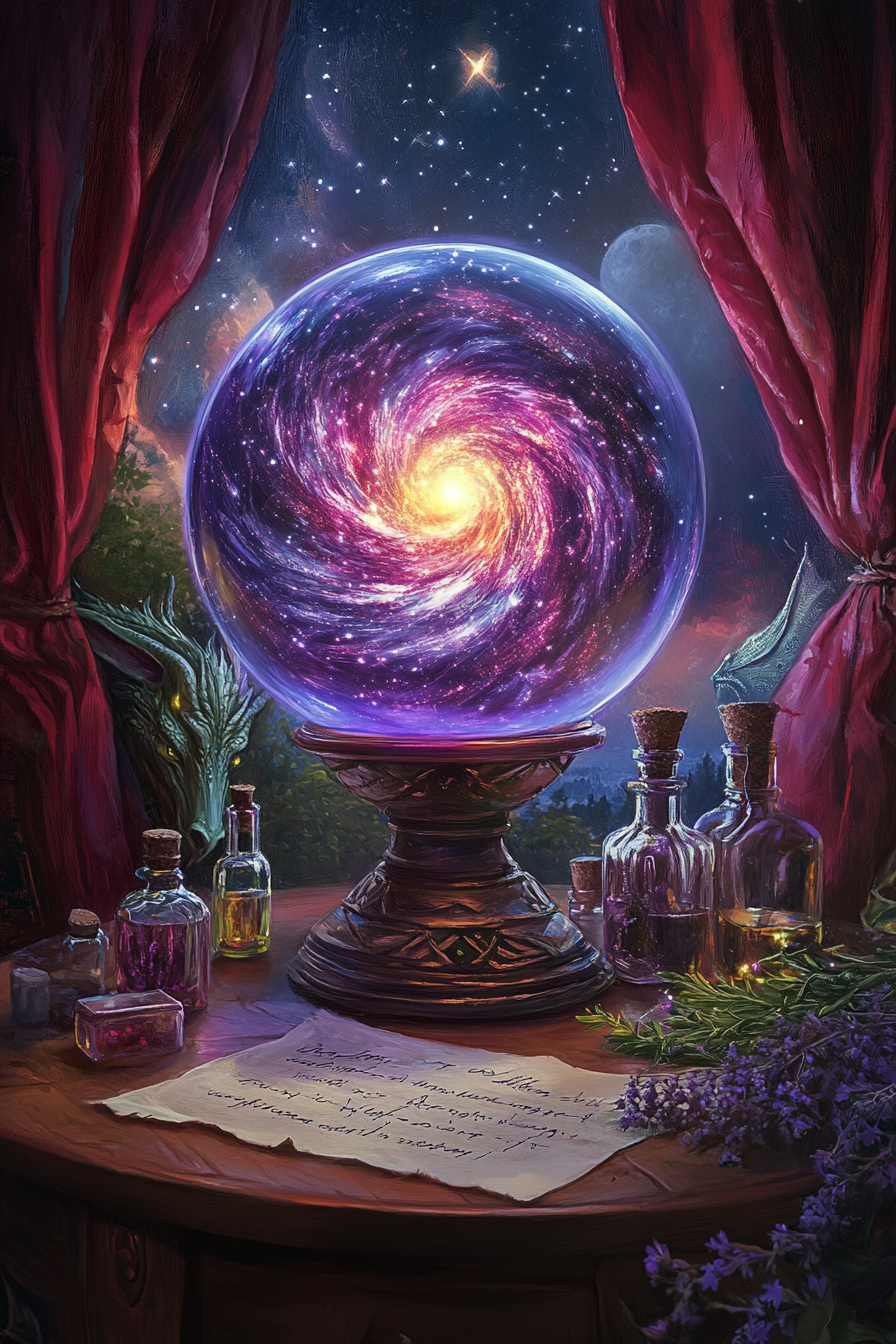 Mystical Crystal Ball with Galaxy Inside