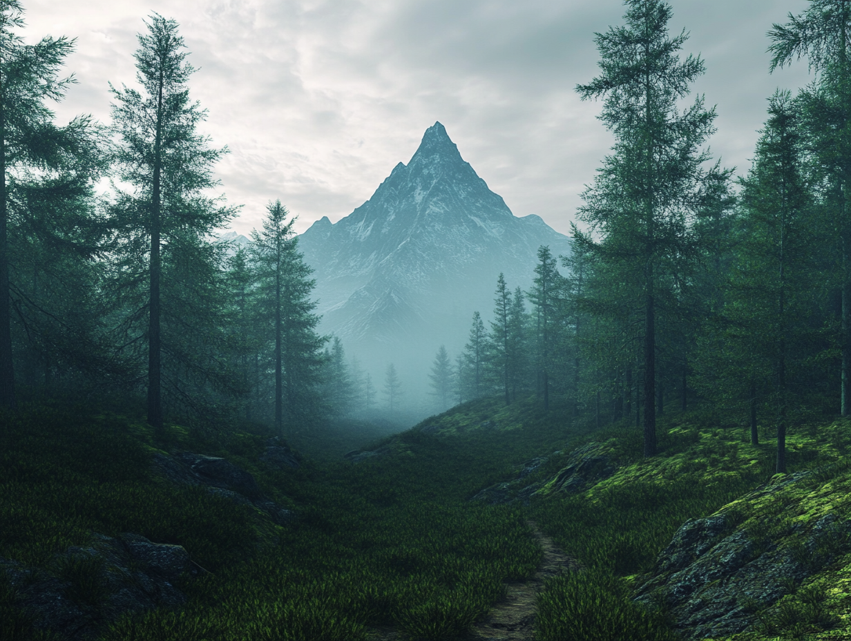 Mystical Forest with Short Mountain Range