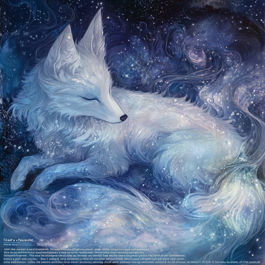 Mystical Fox Dancing in Starlit Night Sky