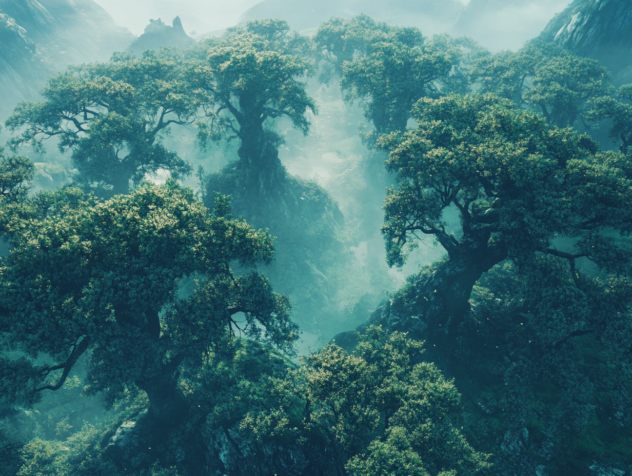 Mystical Magical Forest with Huge Dark Trees