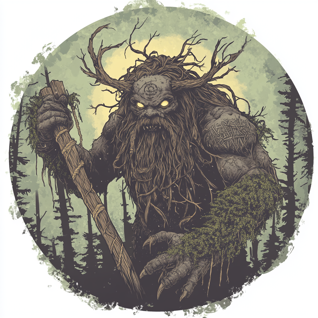 Mystical Scandinavian troll design for T-shirt