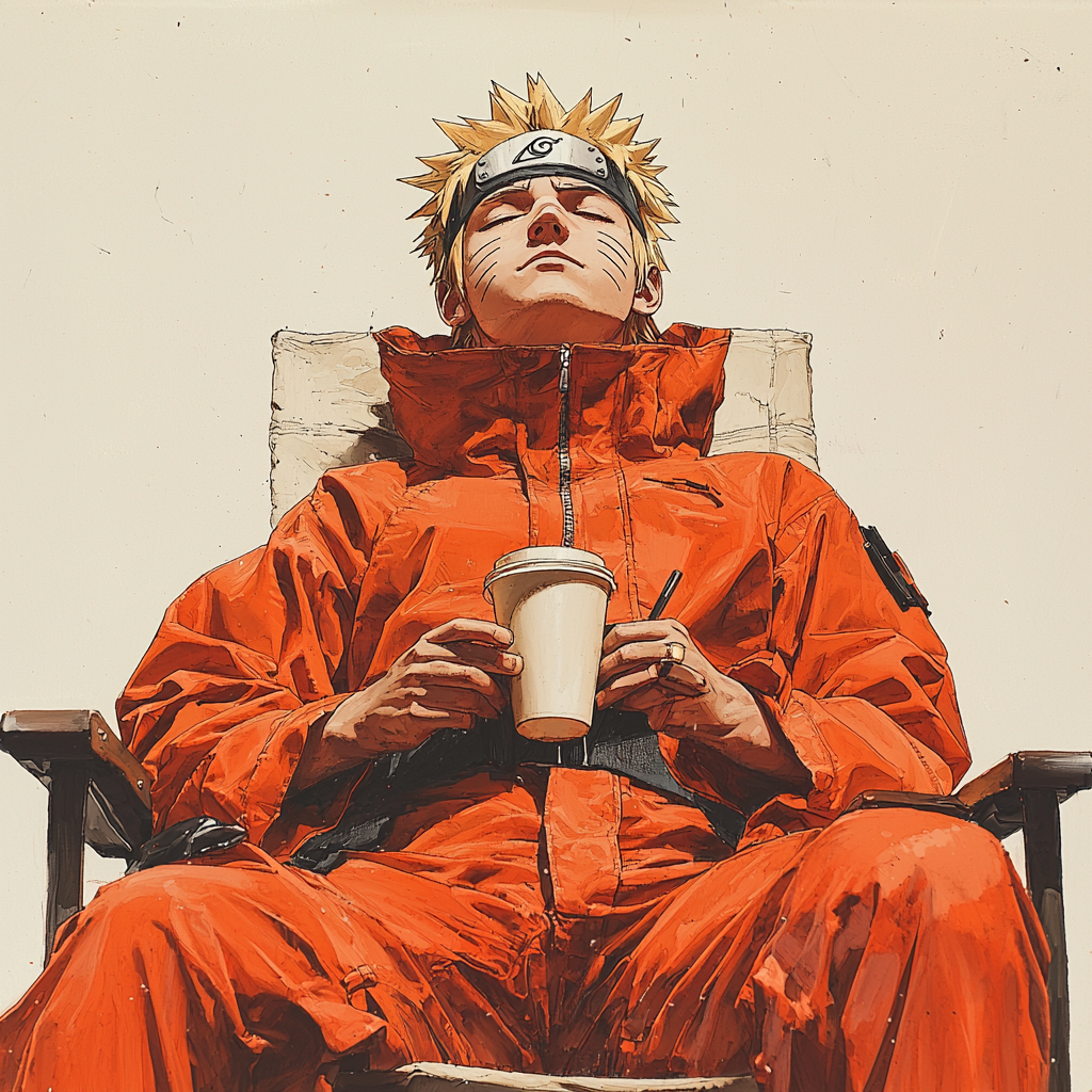 Naruto Drinking Coffee in Kyoto