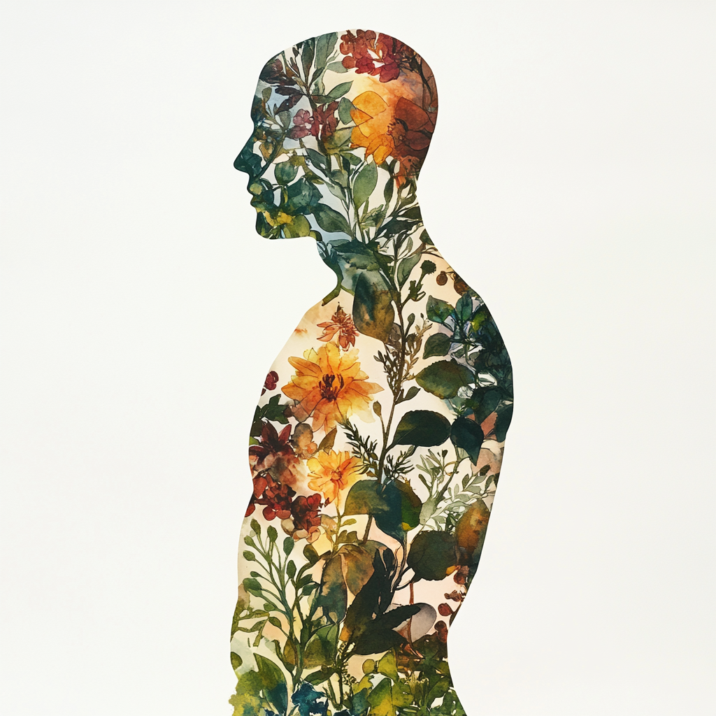 Nature Inside Us: Human Silhouette with Floral Design