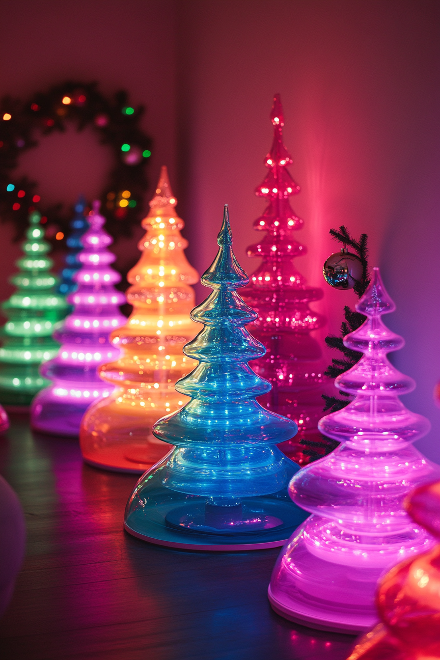 Neon Christmas Trees in a modern, urban setting