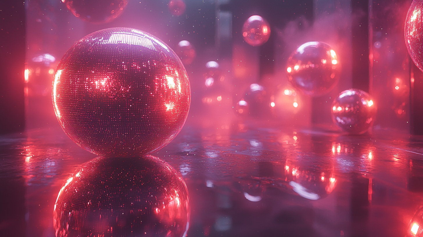 Neon Metal Balls in Psychedelic Disco Void