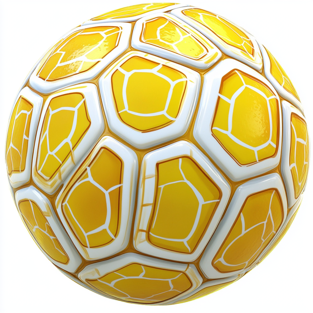 Neon Yellow Soccer Ball Like Turtle Shell, Cartoon Style