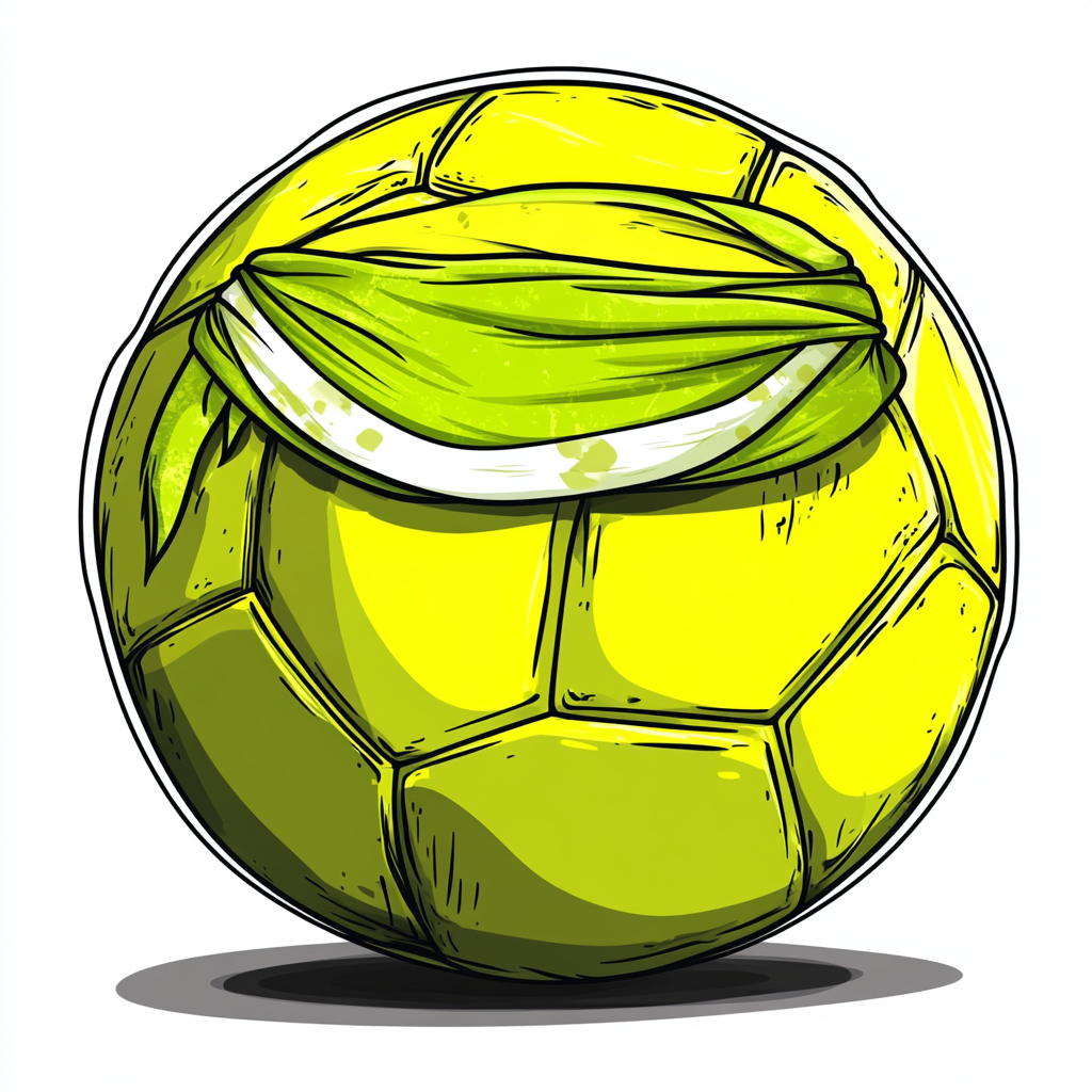 Neon yellow and white turtle shell soccer ball.