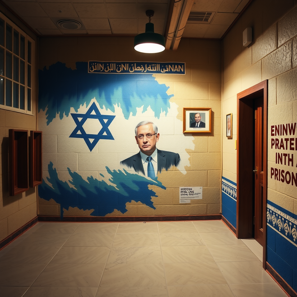 Netanyahu paints wall in Iran prison