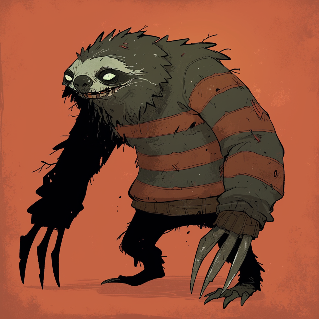 Nightmare Slasher Sloth: Freddy Krueger-inspired Terrifying Character