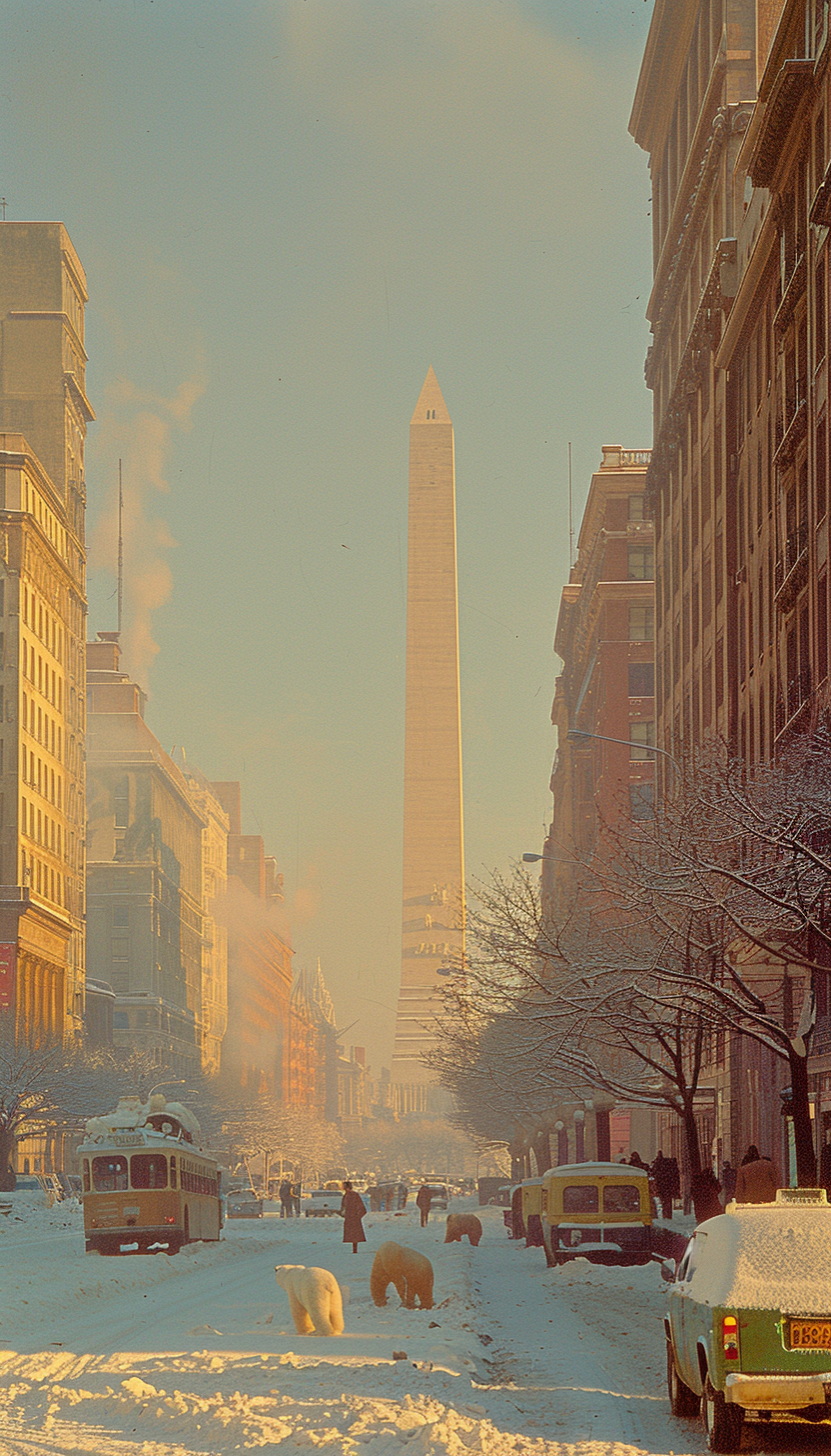 Obelisk of Buenos Aires on Corrientes Avenue, blurred background.