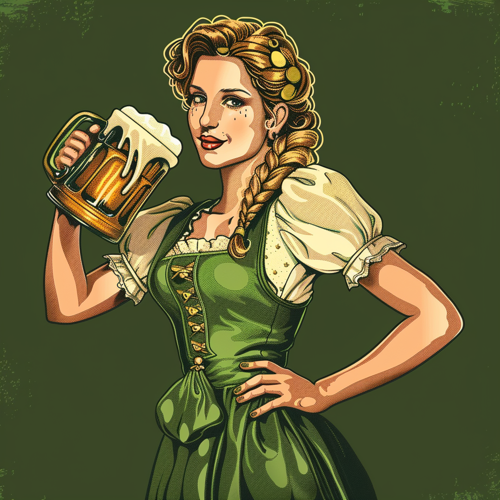 Oktoberfest Beer Maid Woman Holding Beer Mug