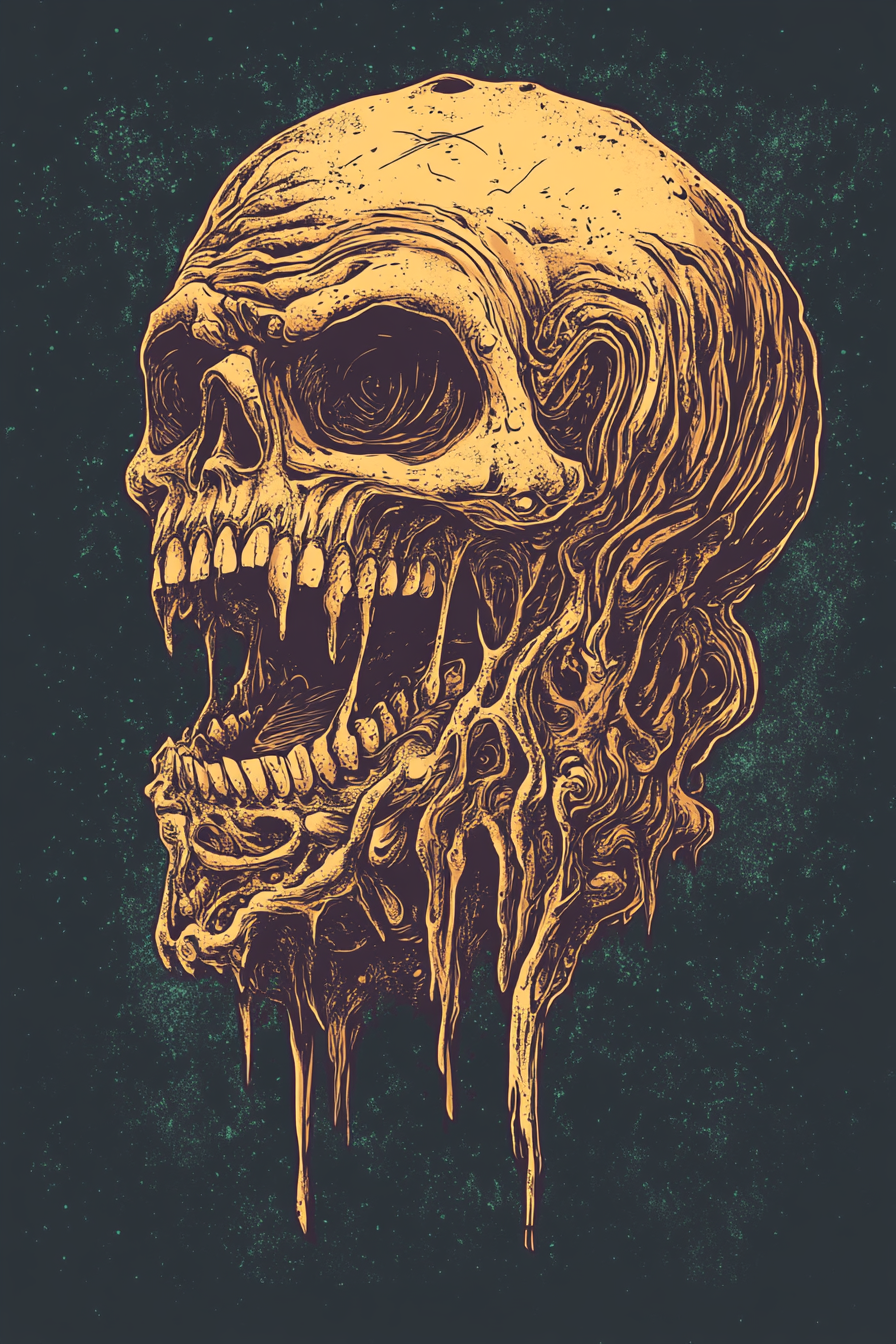 Old, dirty ghoul in synthwave style t-shirt graphic.