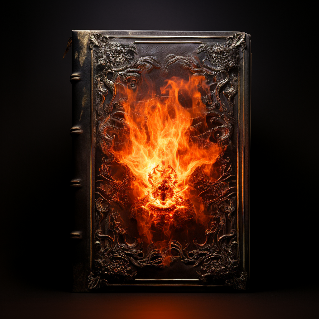 Old Book in Fiery Flames