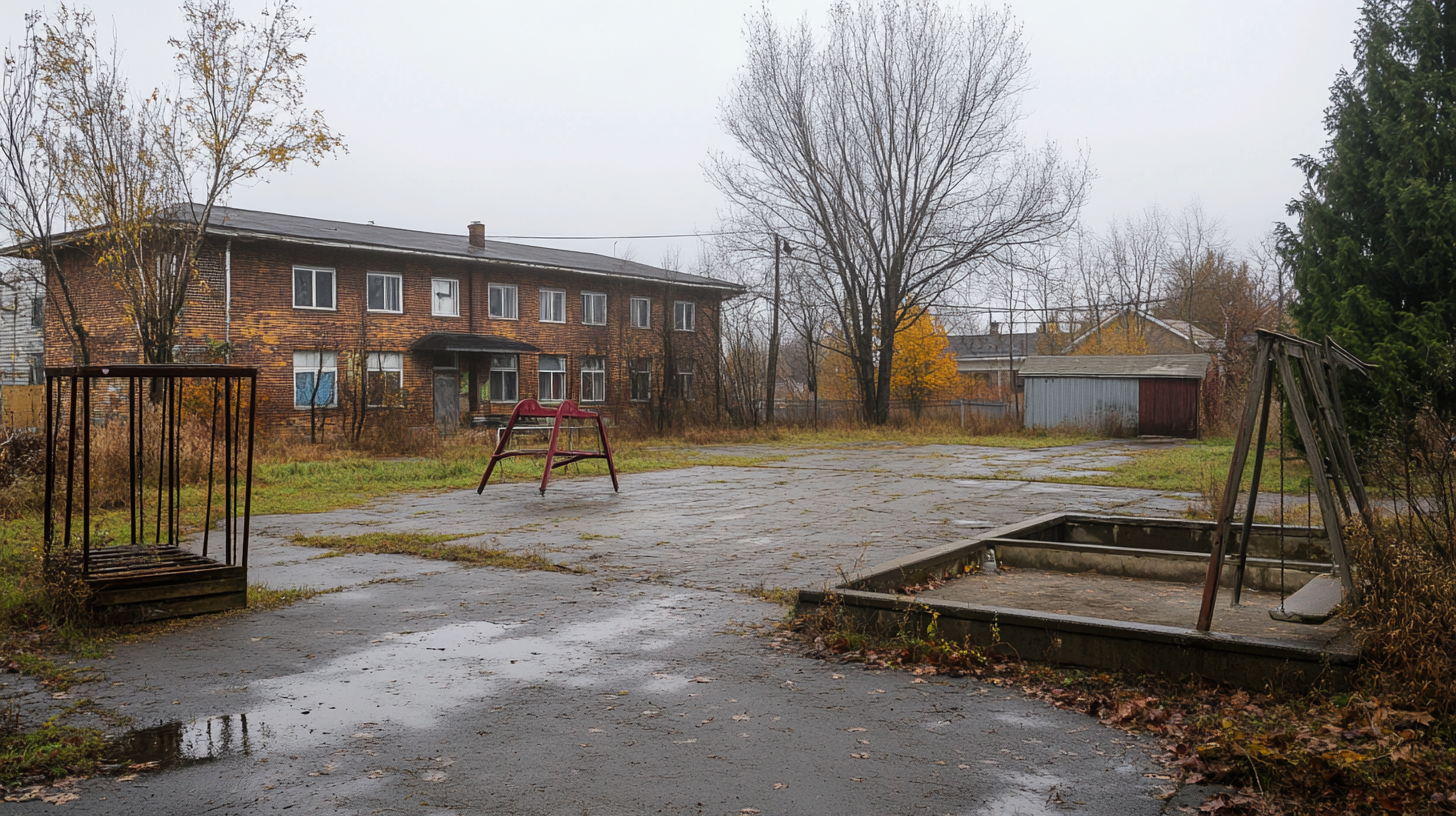 Old Decaying Apartment on a Gloomy Day