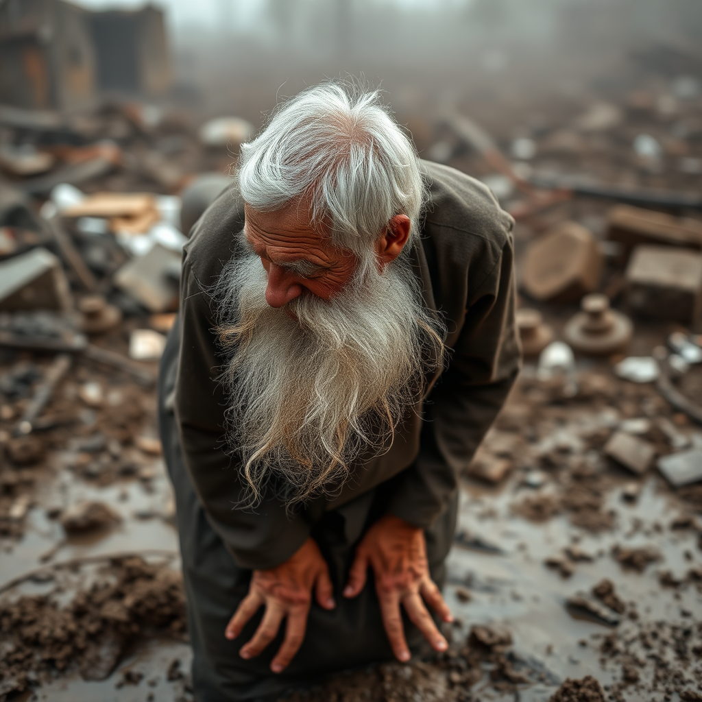 Old Shia Leader in Mud After Explosion