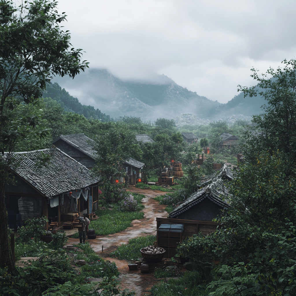 Oppressed Vietnamese village under Han dynasty rule, 40 AD