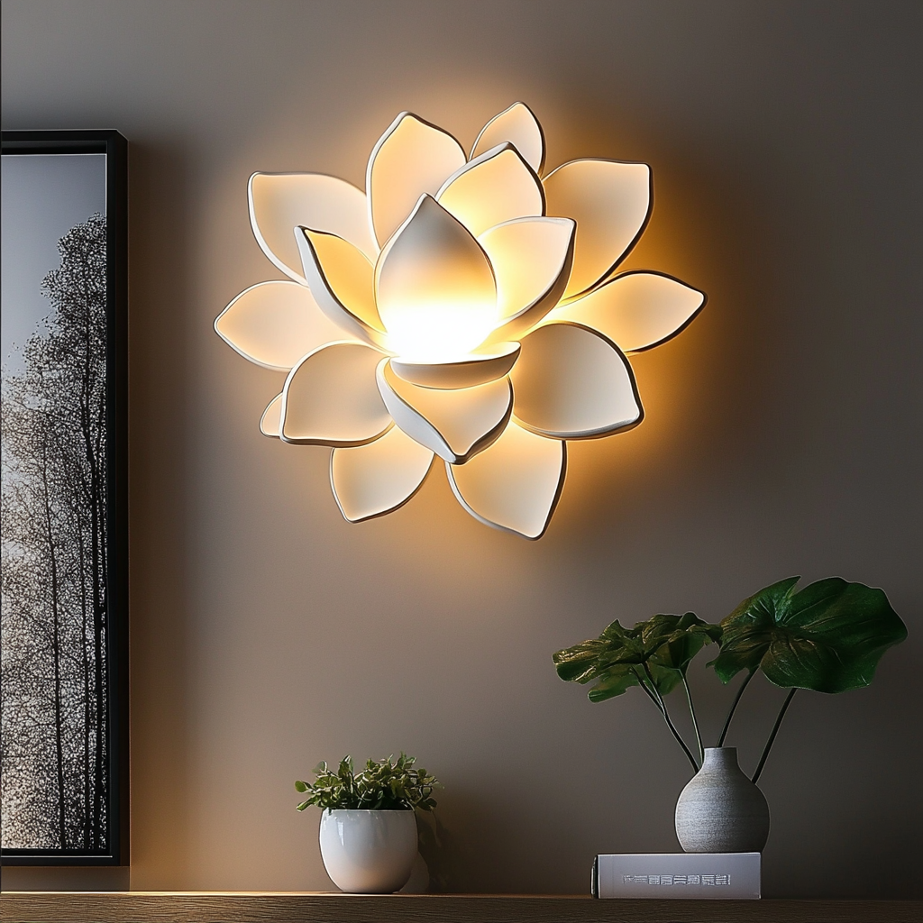 Outdoor wall lamp design imitates Magnolia flower shape.