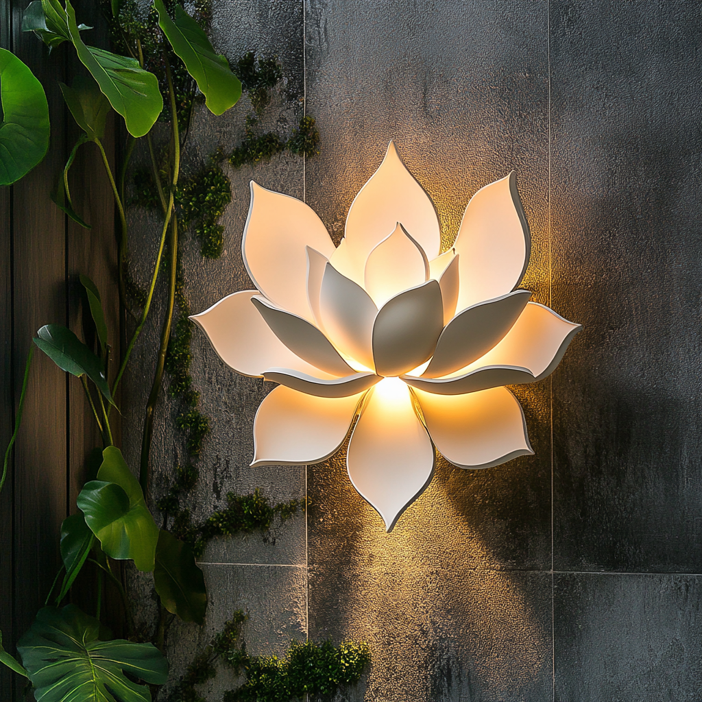 Outdoor wall lamp design mimicking elegant magnolia flower.