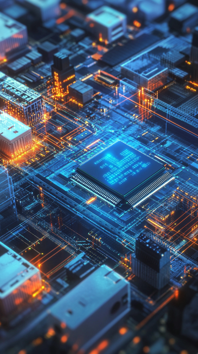 PLC CPU in industrial setting as the 'brain.'