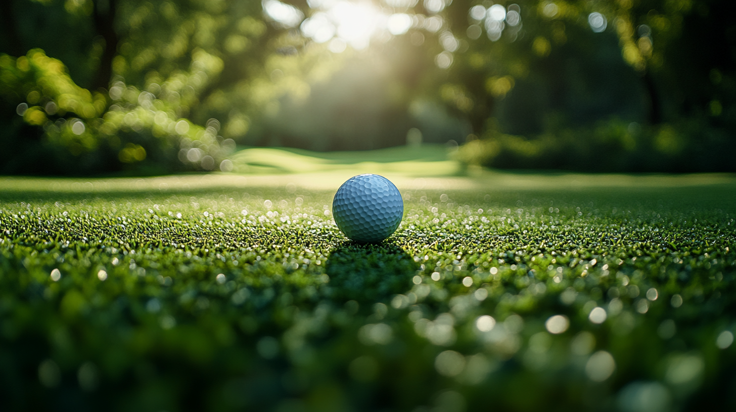 POV of flying golf ball over blurred course landscape