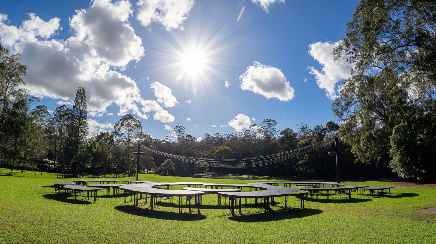 PR Activation with Circular Tables & Hills Hoist in Urban Park