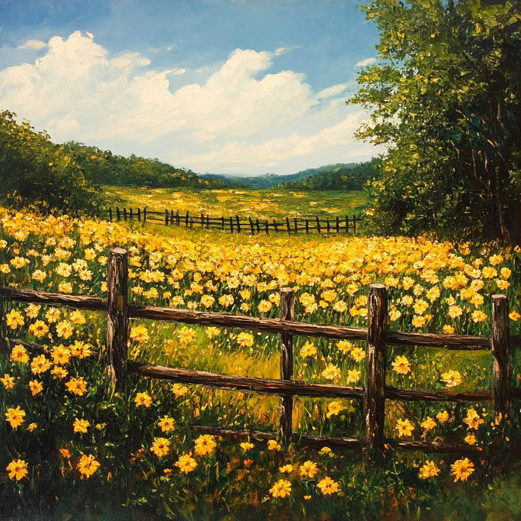 Painting of Picking Chrysanthemums in Fertile Land