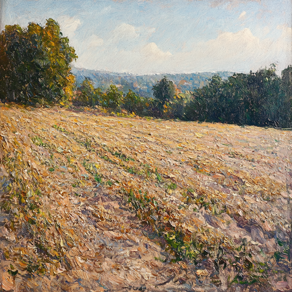 Painting of nurturing land in soft colors