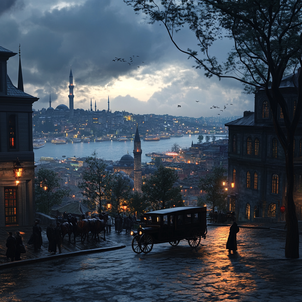 Past 1900s Istanbul City View 3D Render