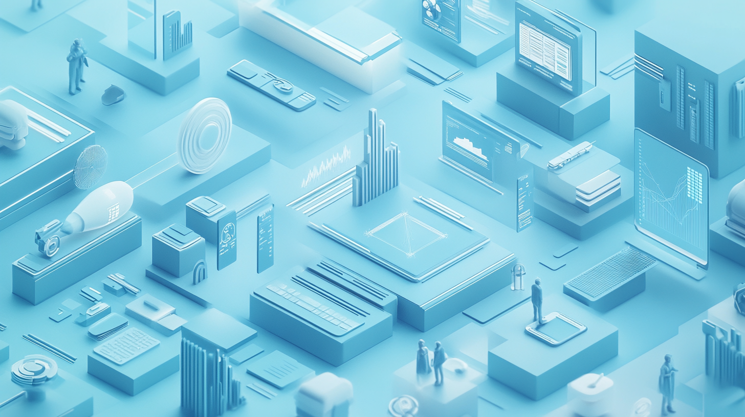 Pastel Blue Isometric Graphic: Advanced Science & Technology