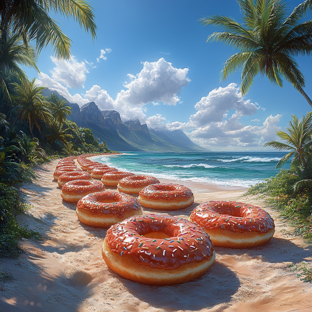 Path of Growing Donuts in Tropical Paradise