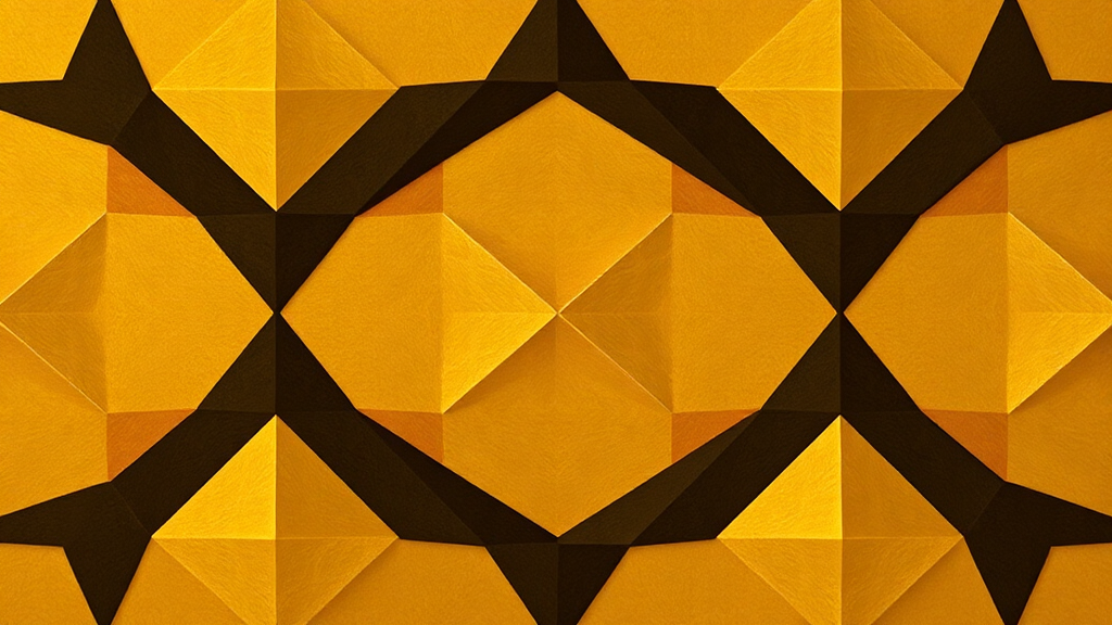 Pattern with gold and bronze triangles and hexagons.