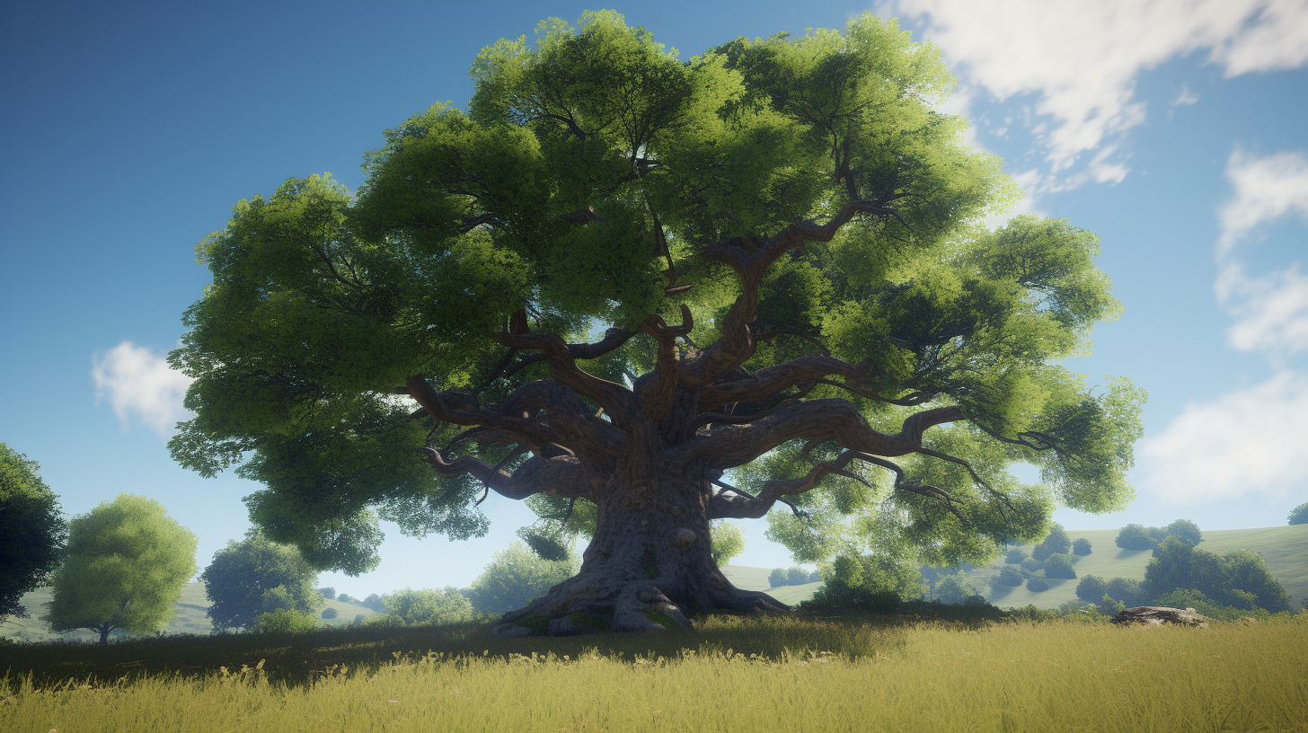 Peaceful Nature Scene: Majestic Tree in Open Field