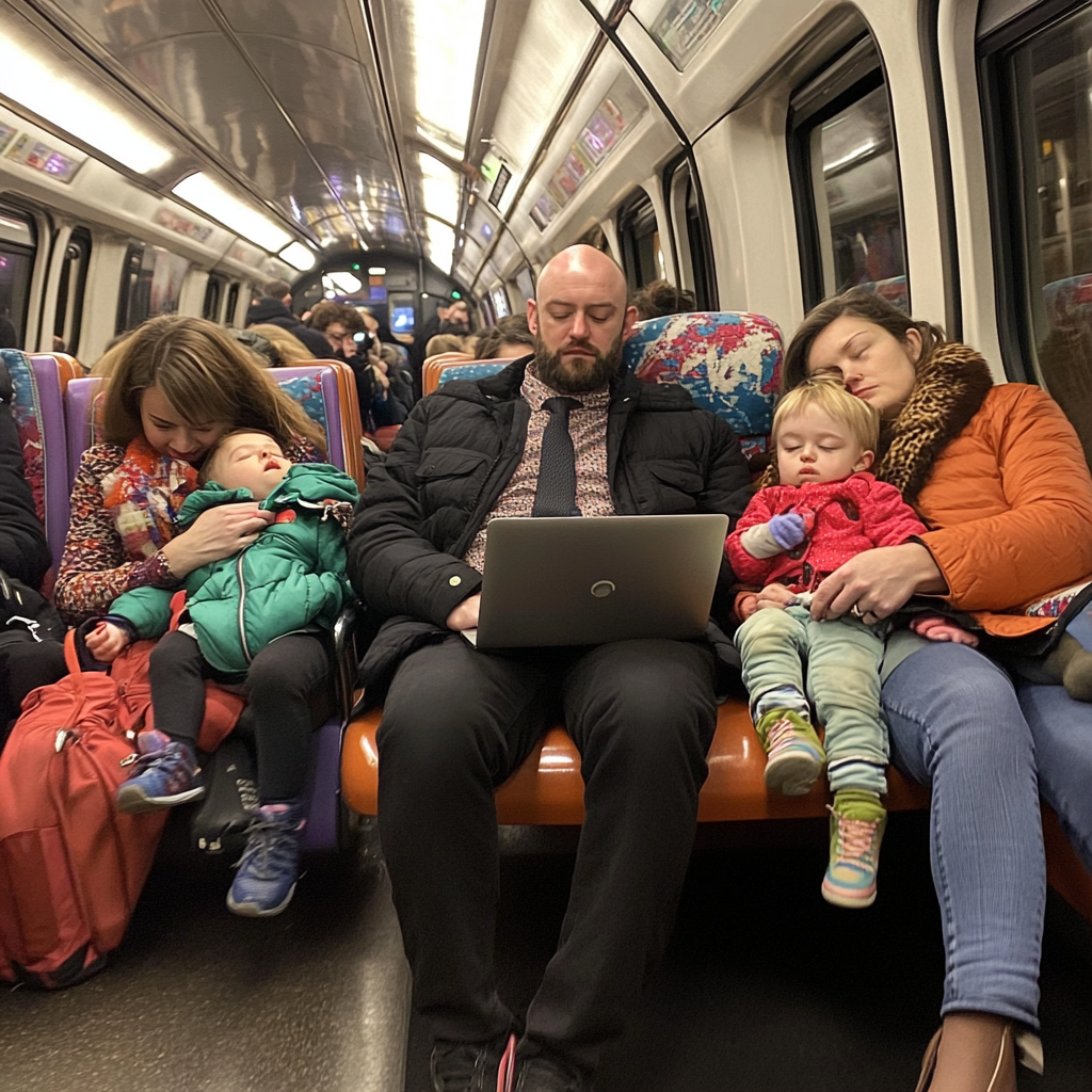 People on the Train: Busy London Underground Scene