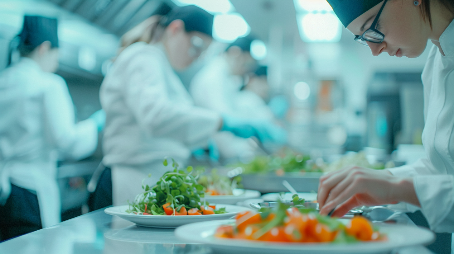 People research new dishes in culinary lab.